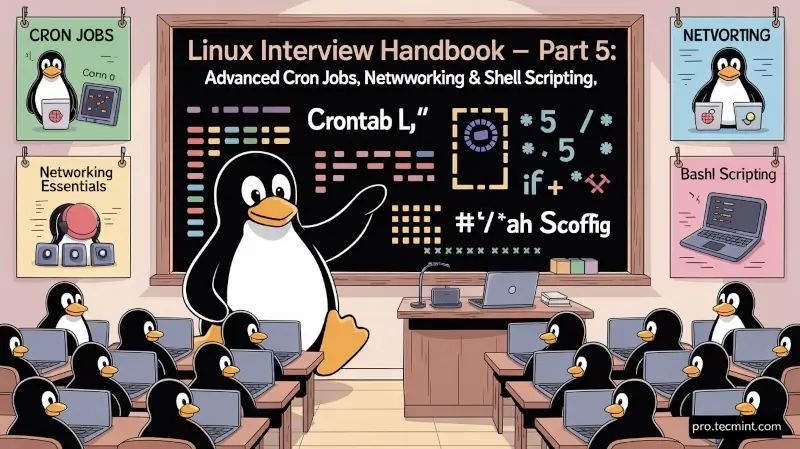 Part #5: Advanced Cron Jobs, Networking, and Shell Scripting (100–121 Questions)