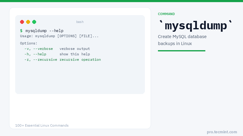 Lesson 99: mysqldump Command