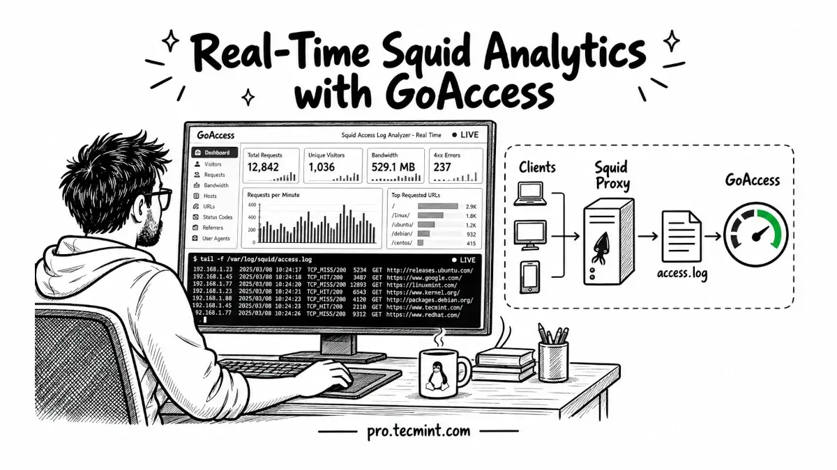 How to Set Up Real-Time Squid Proxy Analytics with GoAccess on Linux